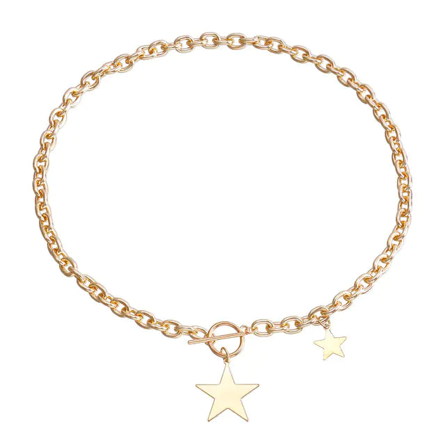 Kpop Fashion Steel Star Pendant Choker Necklace for Women