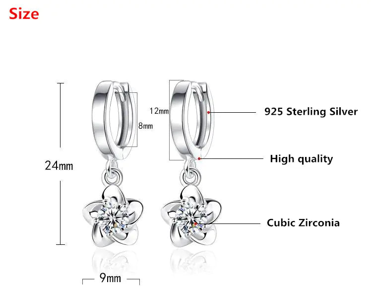 Korean Fashion Crystal Zircon Flower Stud Earrings