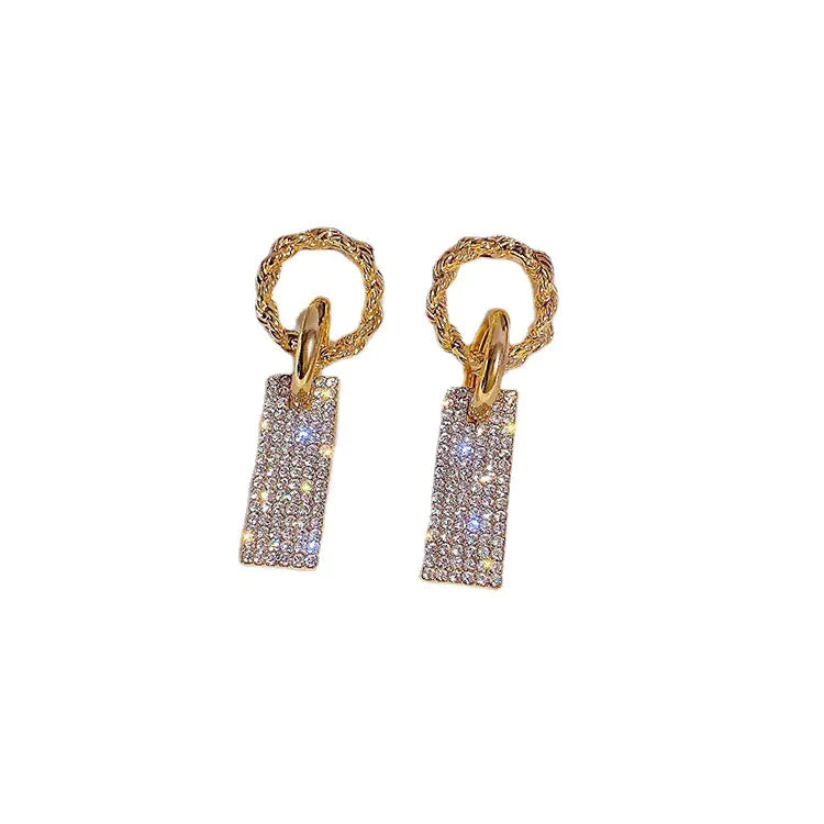 Geometric Diamond Studs - Korean Fashion Earrings