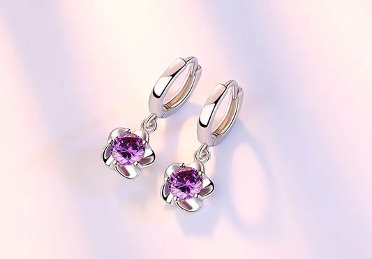 Korean Fashion Crystal Zircon Flower Stud Earrings