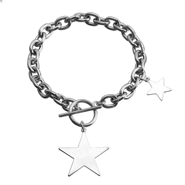 Kpop Fashion Steel Star Pendant Choker Necklace for Women