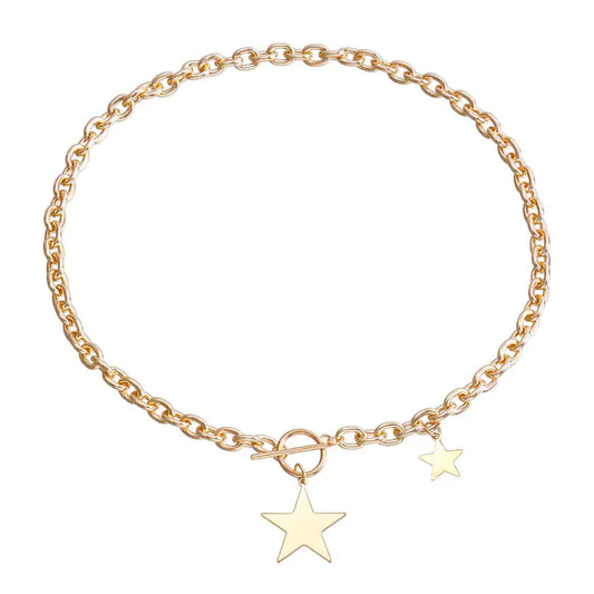 Kpop Fashion Steel Star Pendant Choker Necklace for Women