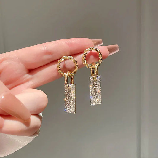 Geometric Diamond Studs - Korean Fashion Earrings